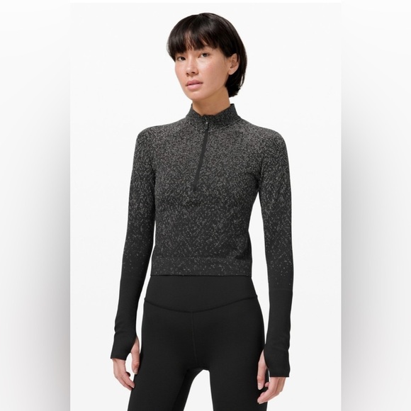 lululemon athletica Tops - Lululemon Rest Less Cropped 1/2 Zip Size 8
Herringbone Fade Black / White